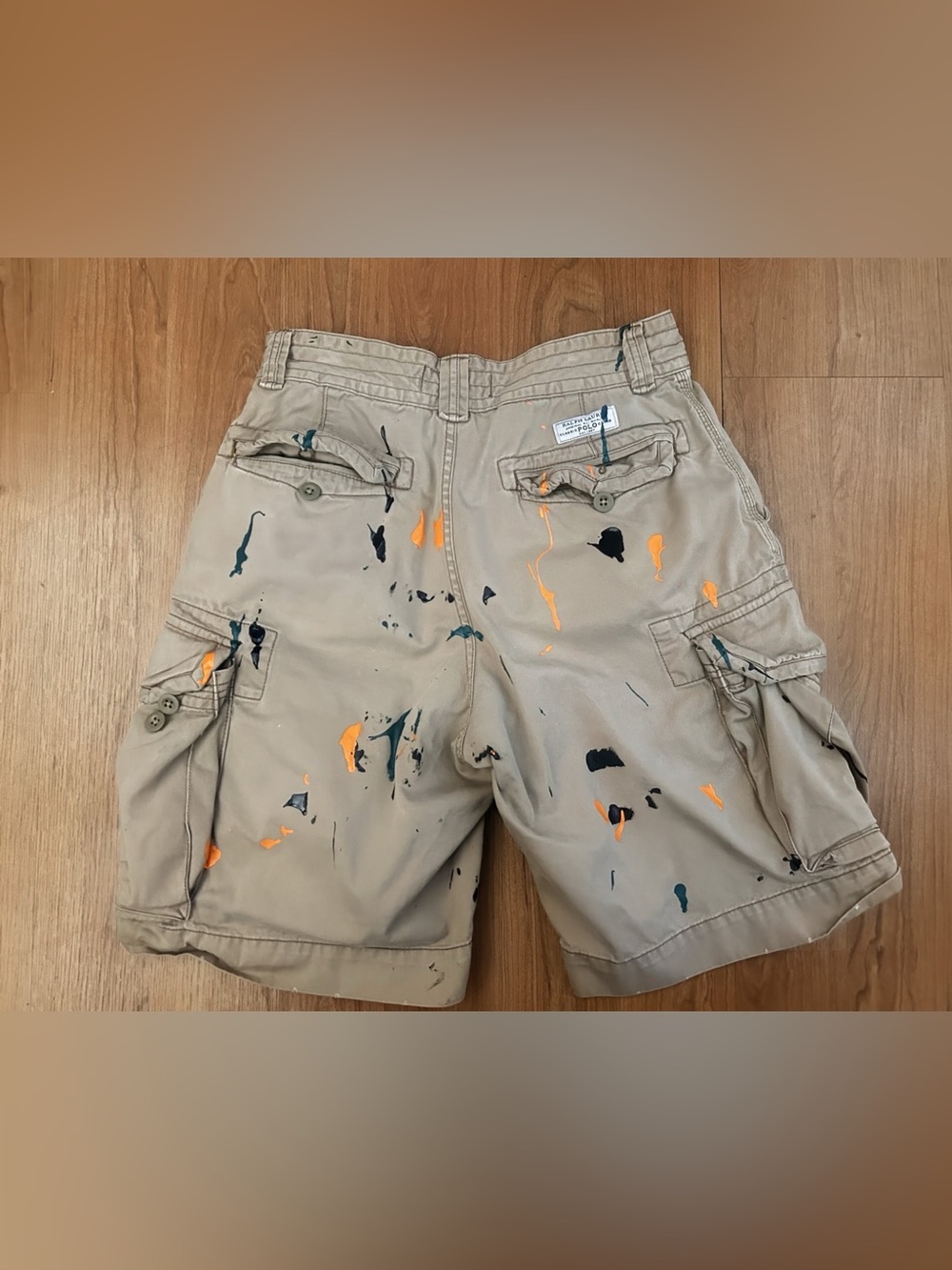 Vintage Polo Ralph Lauren Khaki Cargo Utility Shorts Mens Size 30